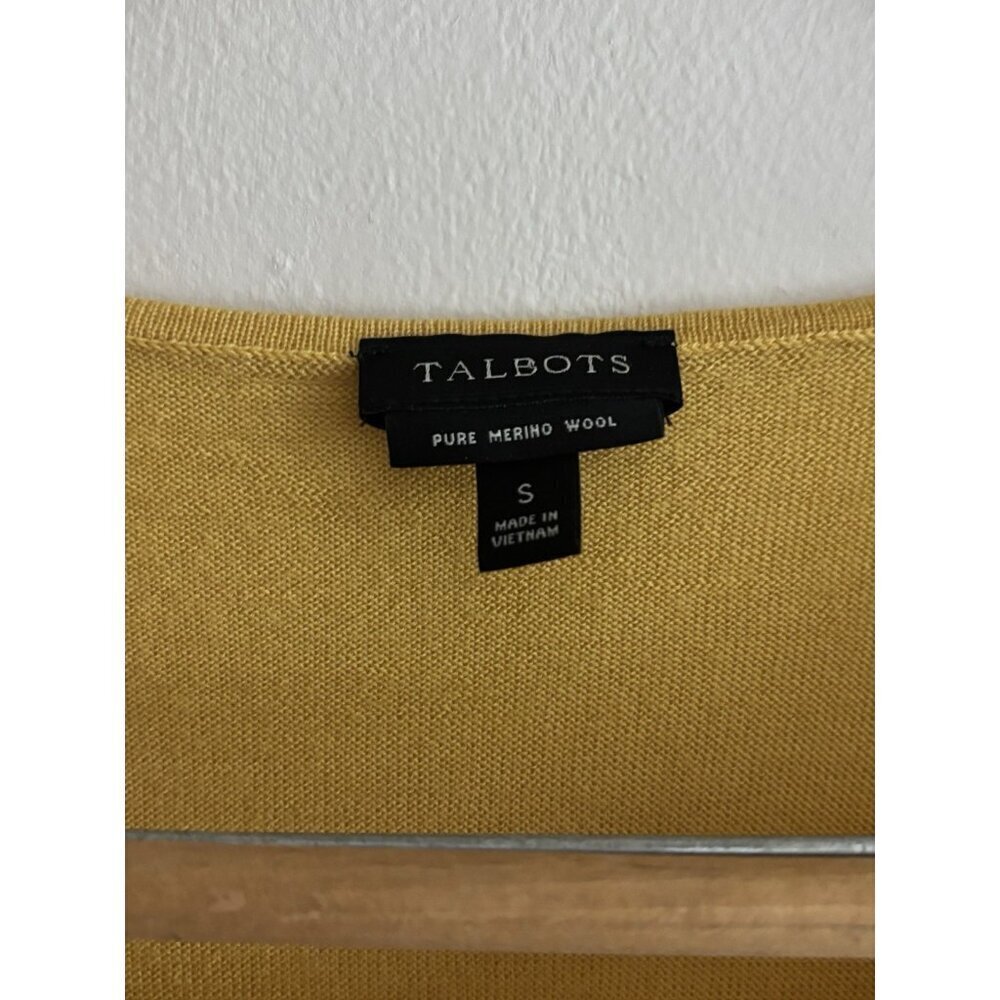 Talbots Women's Long Sleeve Knit‎ Top Pure Merino Wool Mustard Yellow Small - Picture 3 of 8